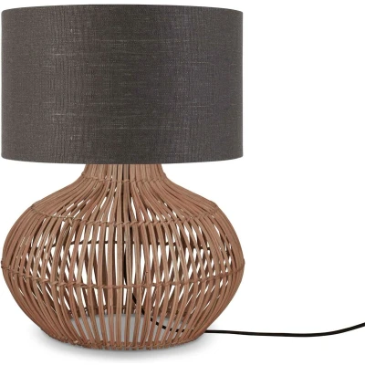 Afbeelding van Good&amp;Mojo Tafellamp Kalahari Rotan Ecolinnen Small Naturel Donker Grijs 32x32x48cm