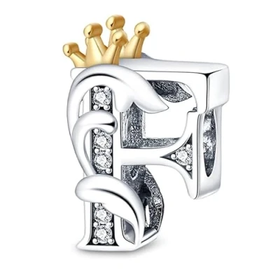 Afbeelding van TINSLO Charm Hanger alfabet letter F Dames 925 Sterling Zilver voor Armband Kraal Bedel geschikt Pandora en Ketting, Compatibel met Europese Armbanden Vrouwen Meisjes