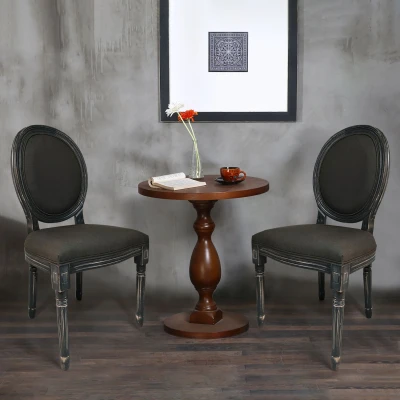 Afbeelding van Set van 2 stoelen in medaillonstijl Louis XVI Grijs gepatineerd hout en grijze stof Menzzo