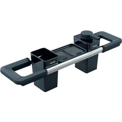Afbeelding van BLANCO Worktop Organizer Hoofdset, uittrekbare rail 396 440 mm voor spoelbakken, keukengerei, perfect georganiseerd, zeepdispenser afwasmiddel, reinigingscontainer en afdruipbak