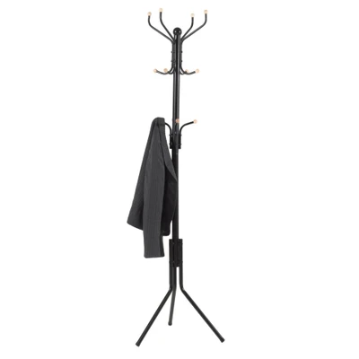Afbeelding van ACAZA Design Kapstok met Twaalf Haken 182 cm Zwart