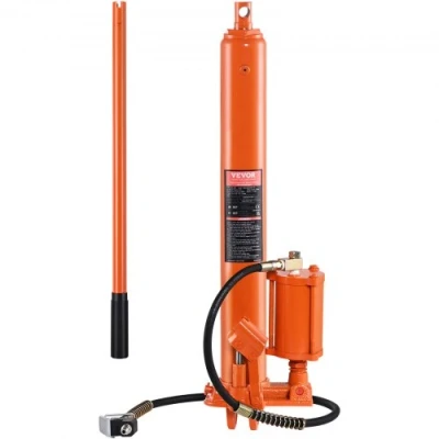Afbeelding van VEVOR Hydraulische lange ramkrik, 8 ton motorhijscilinder met luchtpomp en enkele zuigerpomp, ramcilinder Clevisbasis voor motorlifttakels, garage/winkelkranen, mechanisch, boerderij