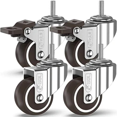 Afbeelding van GBL Zwaarlast Zwenkwielen Met 2 Remmen + Schroeven 50 mm M10x25 tot 200 KG 4 Stuks Geen Vloersporen Stille wielen voor Meubels Rubber Beklede Trolley Zilver
