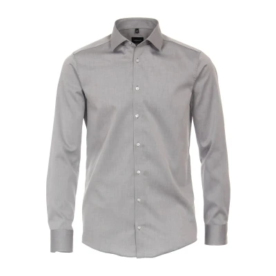 Afbeelding van VENTI modern fit overhemd twill grijs Strijkvriendelijk Boordmaat: 37