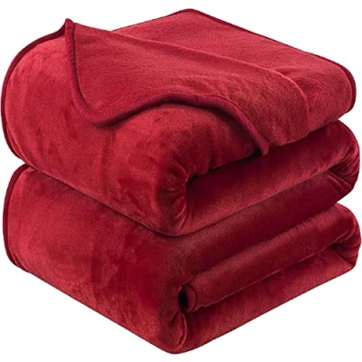 Afbeelding van Plaid Dikke Fleece Deken 130x150 cm Rood Zacht en Warm Dubbele Beddeken Flanellen Sofa Throw Dubbelzijdig Omkeerbaar