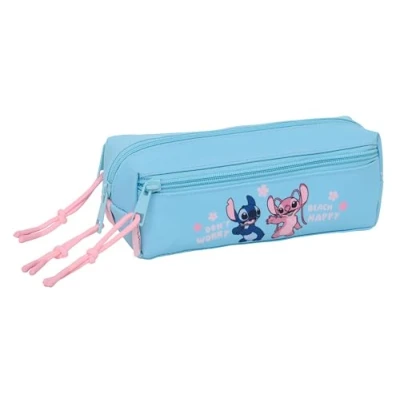 Afbeelding van Pennenetui met 3 vakken Lilo &amp; Stitch Happy Hemelsblauw 22 x 8,5 6 cm