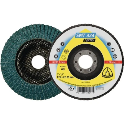 Afbeelding van Klingspor Lamellenschuurschijf d. 125 mm korreling 40 12graden conisch RVS zirkoniumkorund 10 stuks 321510