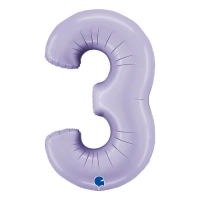 Afbeelding van Folieballon Satin cijfer 3 lila 100cm