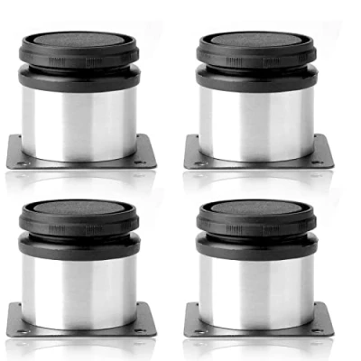 Afbeelding van Keukenmeubelpoten, verstelbaar, rond, 50 x mm, roestvrij staal, zwart, zilver, 4 stuks