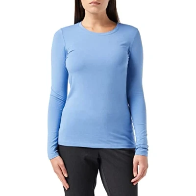 Afbeelding van Amazon Essentials Women&#039;s T shirt met lange mouwen en ronde hals in klassieke pasvorm (verkrijgbaar grote maten), Blauw, L