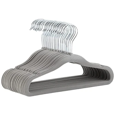 Afbeelding van Amazon Basics Kids Fluwelen, slipvaste kleerhangers voor baby&#039;s en peuters, 29,5 cm, 30 stuks, grijs