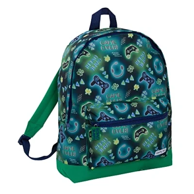Afbeelding van ScruffyTed Boys Gamer Backpack For Kids meisjes Game Over Grote Capaciteit Reizen Rugzak College Schooltas, Eén maat., Green