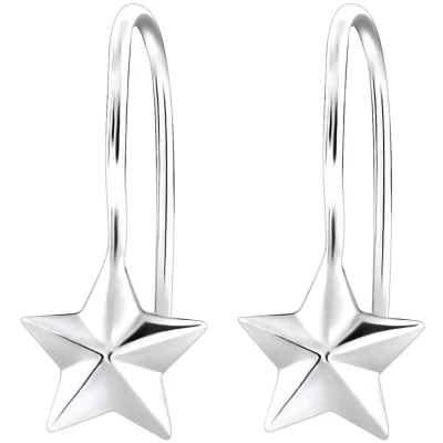 Afbeelding van JoyS Zilveren ster oorbellen egaal oorhangers Sterling zilver 925