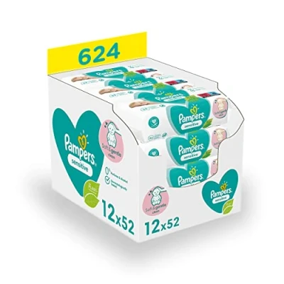 Afbeelding van 12x Pampers Billendoekjes Sensitive Navulpak 52 doekjes