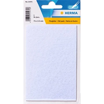Afbeelding van HERMA 15475 Viltglijders, meubelglijders (75 x 115 mm, vilt, rechthoekig) zelfklevend, zonder resten verwijderbare vloerbeschermers voor het snijden van meubels, parket, laminaat en stoelen, wit