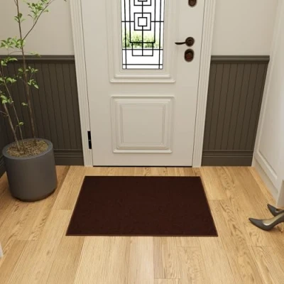 Afbeelding van Ottomanson Ottohome Collection anti slip rubberen achterkant solide ontwerp gebied tapijt/mat, 67cm x 90cm, bruin
