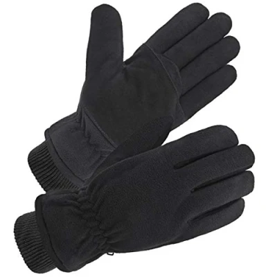 Afbeelding van SKYDEER Winterhandschoenen met zacht hertenleer, suède, thermische polarfleece, warme 3M Thinsulate isolatie (SD8661T), Lang zwart, XL