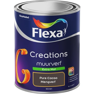 Afbeelding van flexa creations muurverf extra mat 3038 pure cocao 1lt