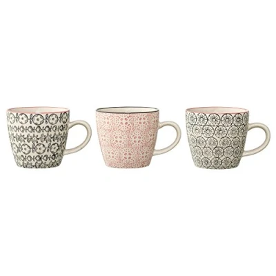 Afbeelding van Bloomingville kleine kopjes Cecile, roze grijs, keramiek, set van 3
