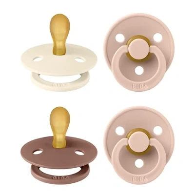 Afbeelding van BIBS Colour Symmetrical speen verpakking 4 stuks, BPA vrije fopspeen, Symmetrische speen. Natuurlijk rubberlatex, Gemaakt in Denemarken. Maat 1 (Verpakking stuks), Blush Mix