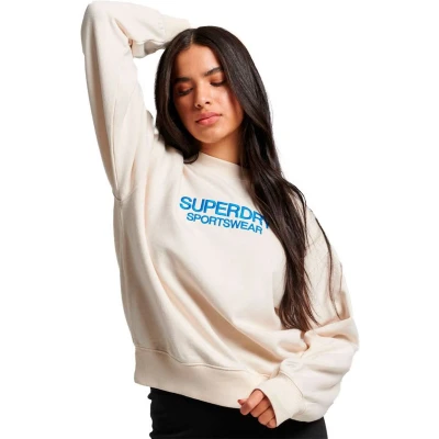 Afbeelding van Superdry Embroidered Loose CREW Sweater, Dames, Maat: 38, Rice white