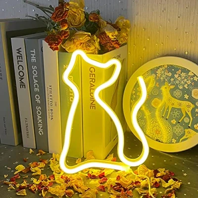 Afbeelding van kattenbord, neonbord, led neonverlichting, werkt op batterijen of USB voeding, voor kerstdecoratie, bar, slaapkamer