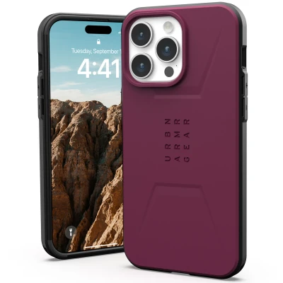 Afbeelding van Apple iPhone 15 Pro Max MagSafe Hoesje Kunststof UAG Hardcase/Backcover Donkerrood Telefoonhoesje Shockproof/Valbescherming
