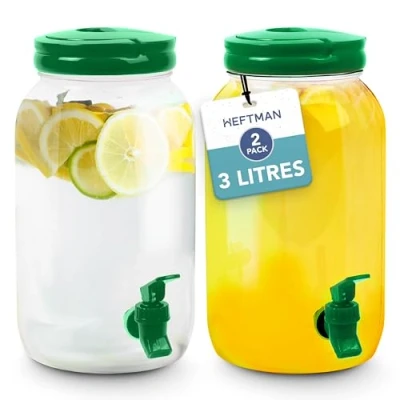 Afbeelding van HEFTMAN Plastic drankdispenser met kraan 2 Pack 3L koud water dispenser (groen)