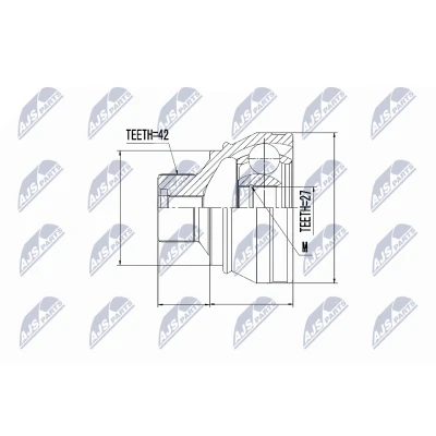 Afbeelding van Homokineet reparatie set, aandrijfas NTY NPZ AU 052