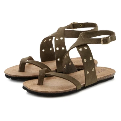 Afbeelding van Lascana Zehentrenner Teensandalen, Dames, Maat: 36, Oliv Kunststof