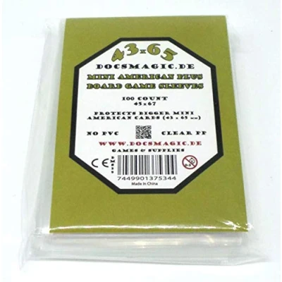 Afbeelding van Docsmagic.de 100 Mini American Plus Board Game Sleeves 45 x 67 Small US+