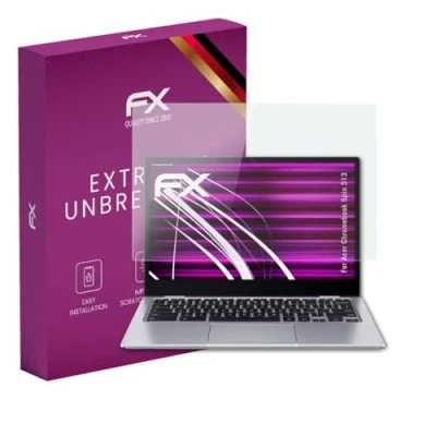 Afbeelding van atFoliX Kunststof Gepantserde Glasfolie compatibel met Acer Chromebook Spin 513 Glasfolie, 9H Hybrid Glass FX Gepantserd Glas van