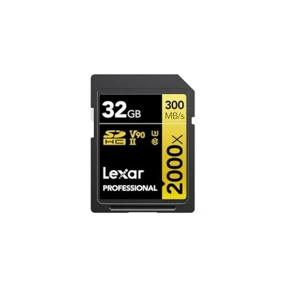 Afbeelding van Lexar Professional 2000x SD Kaart 32GB, SDHC UHS II Geheugenkaart zonder lezer, tot 300 MB/s Lezen, voor DSLR, videocamera&#039;s in bioscoopkwaliteit (LSD2000032G BNNAG)