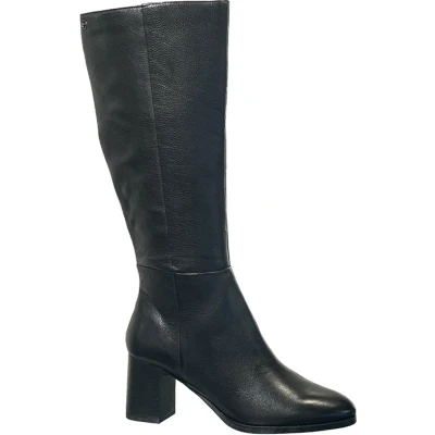 Afbeelding van Tamaris Comfort Dames 8 85503 41 Leren Fit uitneembaar voetbed Klassieke lange laarzen Platte kniehoge laarzen, zwart, 42 EU Breed