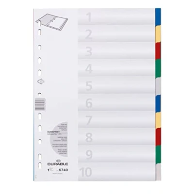 Afbeelding van Durable 674027 Tabbladen PP, 2 x 5 kleurig, voor A4, 10 tabs, verpakking van 25 stuks