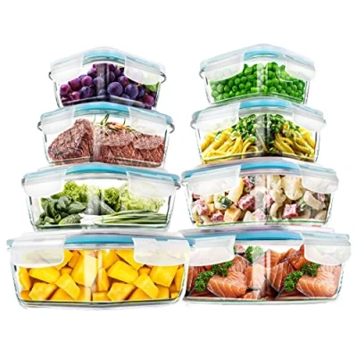 Afbeelding van Utopia Kitchen Glass Food Storage Container Set 16 Stuks (8 Containers + 8 Deksels) Transparante Deksels BPA Gratis Voor Thuis Keuken of Restaurants