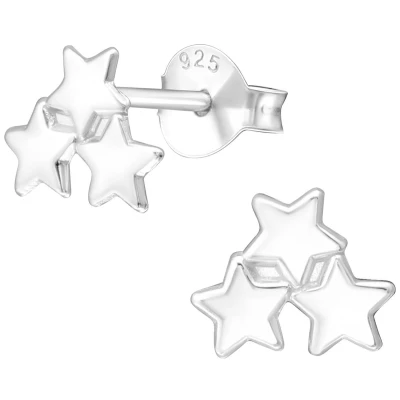 Afbeelding van JoyS Zilveren ster oorbellen 3 sterren 8 mm oorknoppen