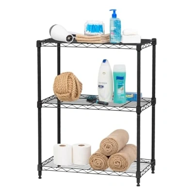 Afbeelding van Iris Ohyama, Opschorten/Opbergmeubilair/Meerzijdige opschortingen/Metalen opschortingen met 3 planken, Verstelbare hoogte, industrieel, Keuken, Garage Metal Rack MR NS3 Zwart