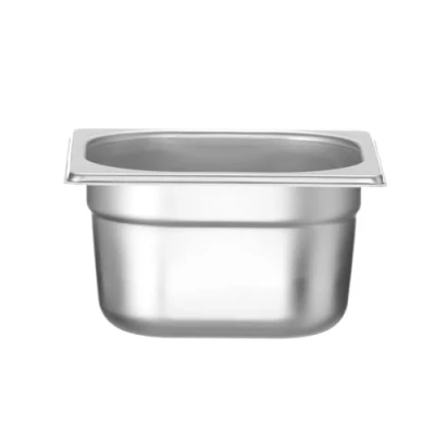 Afbeelding van HENDI Gastronorm container, temperatuurbestendig van 40 tot 300C, stapelbaar, geschikt voor ovens, bain marie en vriezers, chafing dishes, 1.6L, GN 1/6, 176x162x(H)100mm, roestvast staal