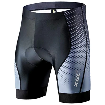 Afbeelding van XGC Korte fietsbroek en fietsonderbroek voor heren, elastische ademende 4D spons zitkussens met een hoge dichtheid (S, zwart_grijs)