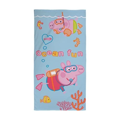 Afbeelding van Character World Officiële Peppa Pig Kids Handdoek Superzacht gevoel, &amp; George Duiken Design Perfect het huis, bad, strand zwembad One Size 140x70cm