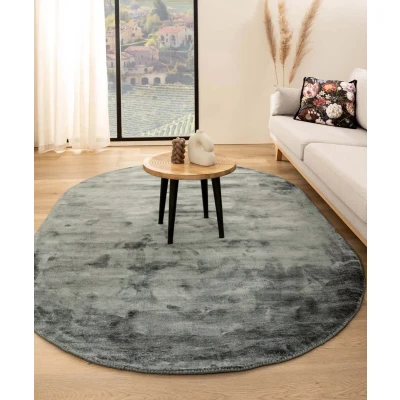 Afbeelding van Viscose Vloerkleed Ovaal Glamour Blauw 200x300 Cm