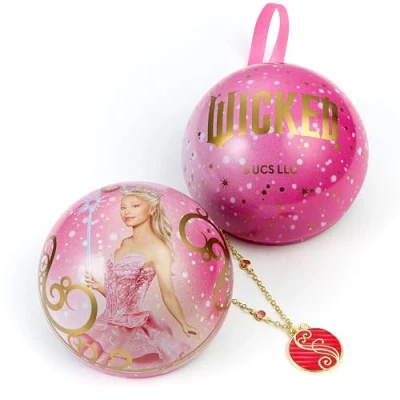 Afbeelding van The Carat Shop Wicked Glinda Pink Shiz University Wizard of OZ Tovenares Kerstbal Cadeaubal met Ketting