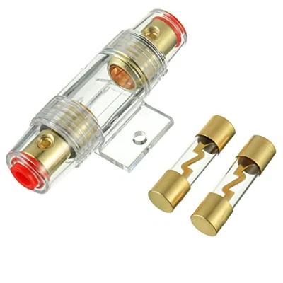 Afbeelding van BOJACK 100A AGU zekeringhouder inline auto audio veiligheid bescherming glazen buis verguld met 2 stuks 100 Amp zekering