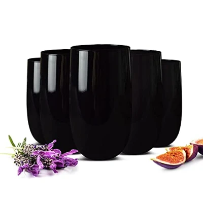 Afbeelding van Sendez 6 zwarte drinkglazen 420 ml waterglazen, sapglazen, cocktailglazen, longdrinkglazen