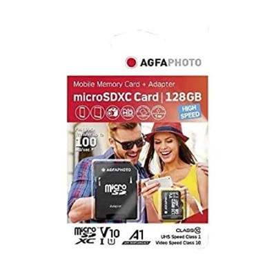 Afbeelding van AgfaPhoto MicroSDXC UHS I 128GB High Speed Class 10 U1 V10