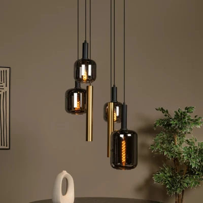 Afbeelding van Lucide JOANET Hanglamp Ø 65 cm 4xE27 Koffie