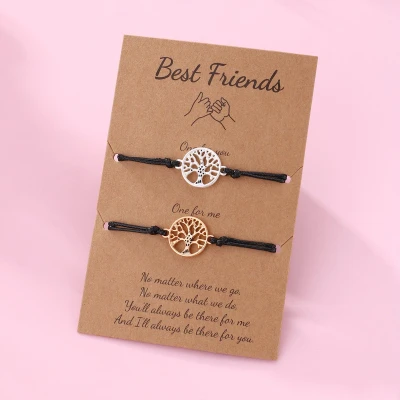 Afbeelding van Vriendschapsarmbandjes voor 2 met Levensboom Goud &amp; Zilverkleurig BFF Armbandjes Cadeau Pax Amare