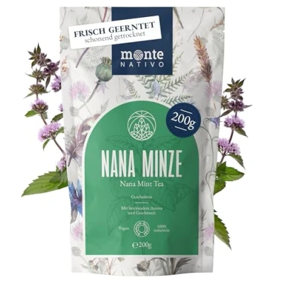 Afbeelding van Groene mint Thee Monte Nativo (200 g) 100 % puur en natuurlijk zonder toevoegingen Nana als kruidenthee of theecadeau Aromatische Vruchtenthee Warm ijsthee