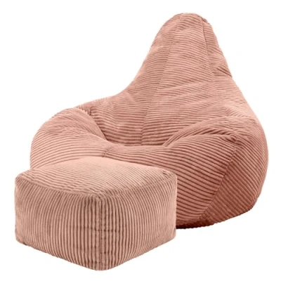 Afbeelding van icon “Dalton Corduroy Zitzakfauteuil en Hocker, Roze, Zitzakstoel, Cord Zitzak Volwassenen met Vulling, Woonkamerzitzakken